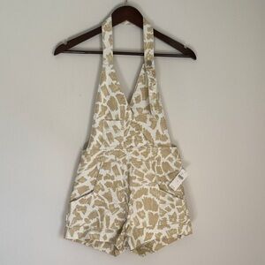 Anthropologie Tan and Cream Patterned Romper